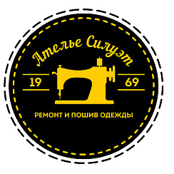 Оригинальный логотип ателье Силуэт со швейной машинкой
